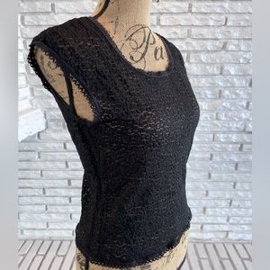 Max Studio Cap Sleeve Lace top Black